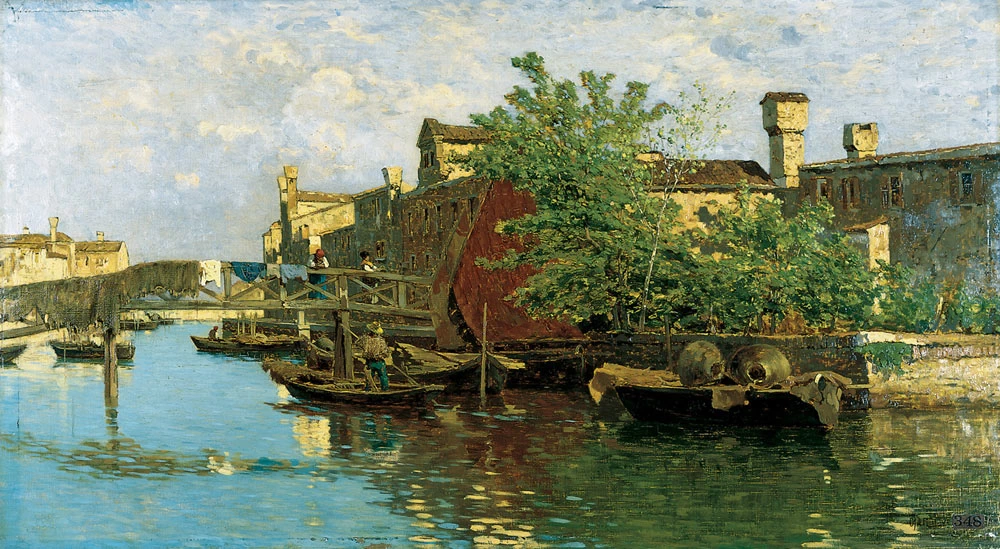 Laguna con barche e pescatori - Museo Nazionale della Scienza e della Tecnologia Leonardo da Vinci, Milano